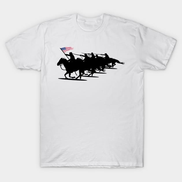 Cavalry Charge - Black Silhouette T-Shirt by twix123844